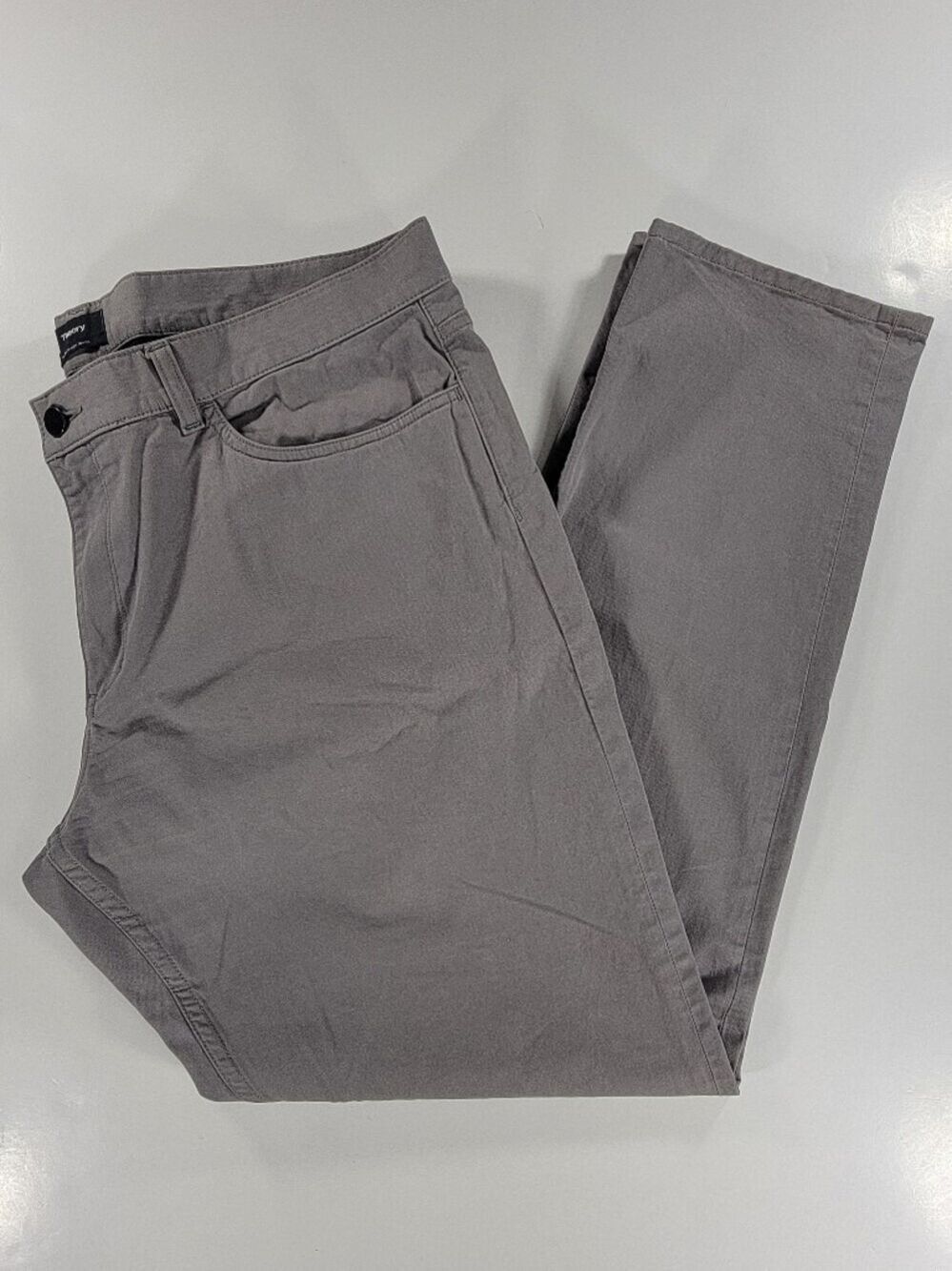 Theory Pants Men's 40x32 Hayden Slim Straight 5 Pocket Stretch Cotton Gray